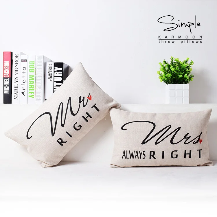 

Подарок на день Святого Валентина Mr Mrs пара Подушка Чехол белье mr. Right Mrs всегда прав поясничные подушки Чехол Подушка Обложка домашний диван ...