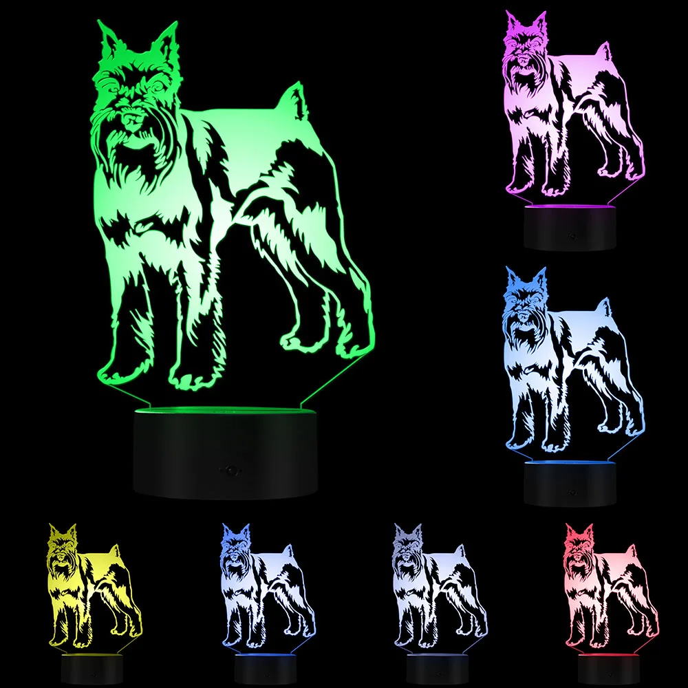 Миниатюрный Schnauzer стоящий портретный собачий светодиодный ночник 3D настольный