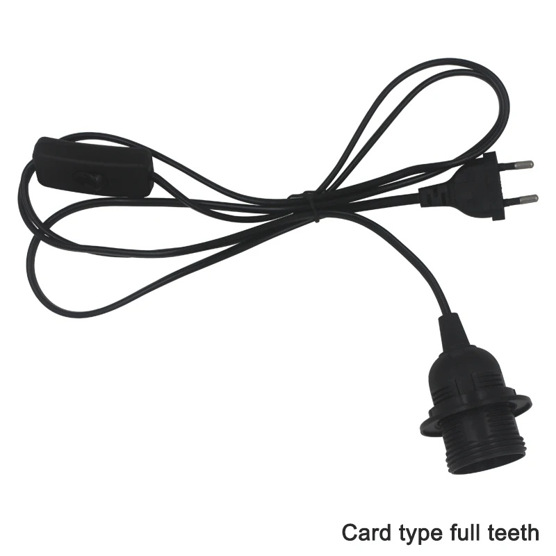 Card type EU Black 10 шт. 1,8 м шнур питания E27 Подвесная лампа держатель лампы ЕС/США штекер провода с 303 кнопочным переключателем для светодиодный DIY свет - Цвет: Card type EU Black