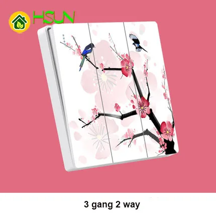 3gang 2way Тип 86 арт переключатель гнездо 1 2 3 4 банда 1 2 way wintersweet Цветок Птица ividuality креативная декоративная панель ТВ компьютерная розетка - Цвет: 3gang 2way