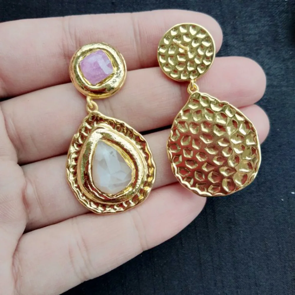 Женские серьги капельки из золотой меди модные индийские ювелирные изделия