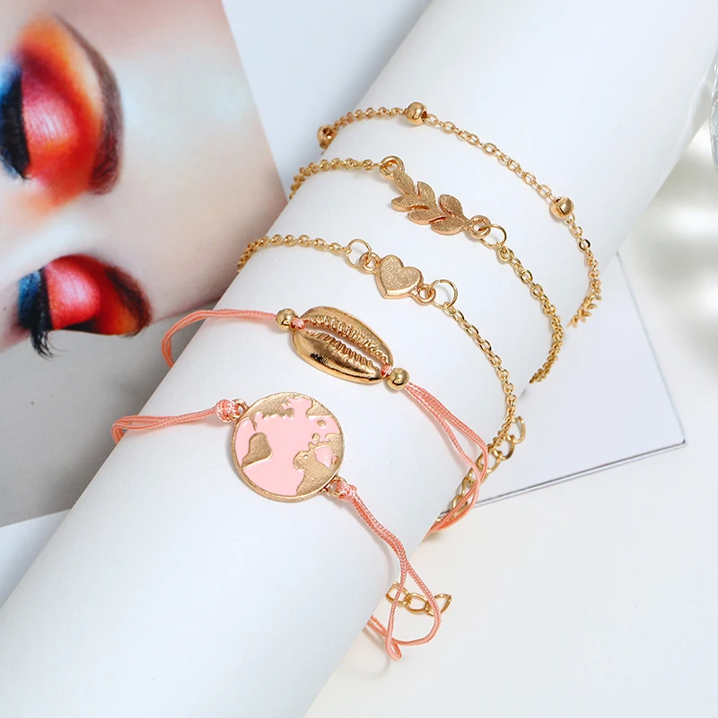 Женский браслет с ракушками MESTILO браслеты из богемного сплава изображением карты