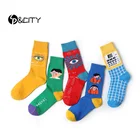 SP  CITY смешные носки с красочными глазами из мультфильма Harajuku женские шикарные милые хлопковые короткие носки унисекс винтажные Милые Носки с рисунком