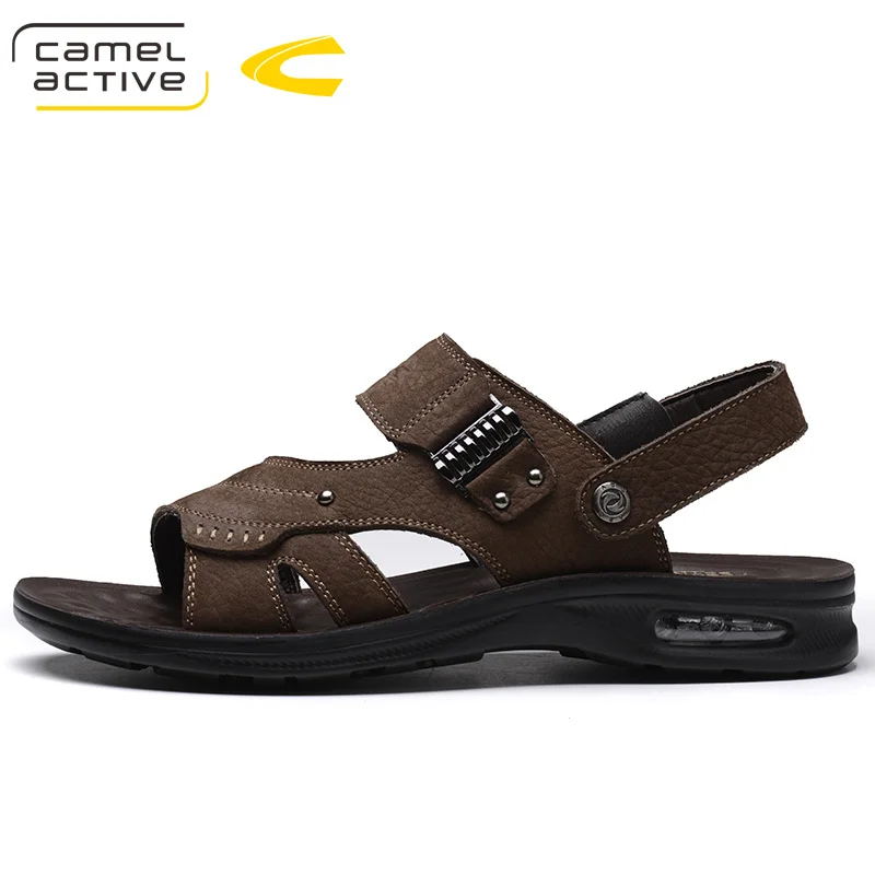 Мужские классические сандалии Camel Active черные пляжные туфли дышащие кожаные на