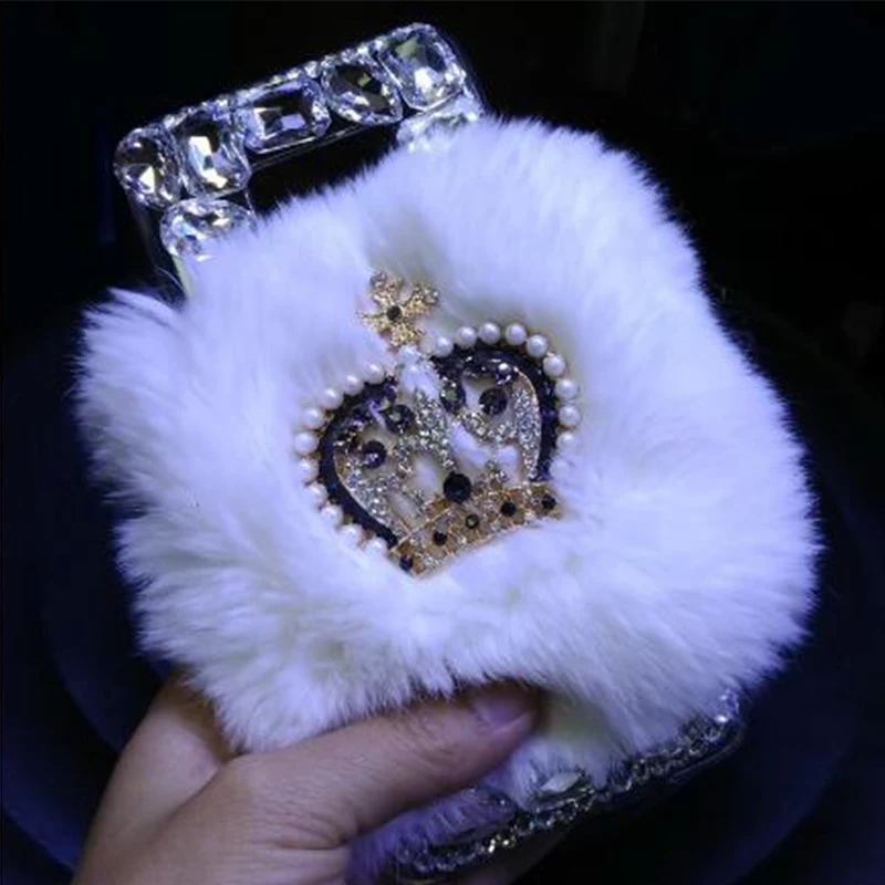 XINGDUO for samsung galaxy s8 s7 edge phone case Crown Tiger Pearl Swan Rabbit Fur cover iphone x 8 plus7 7plus 6 6s |