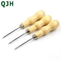 wooden handle leather craft awl hand sewing tool leather awl puncher positioning drilling tool sewing supplies 1pcs 2pcs
