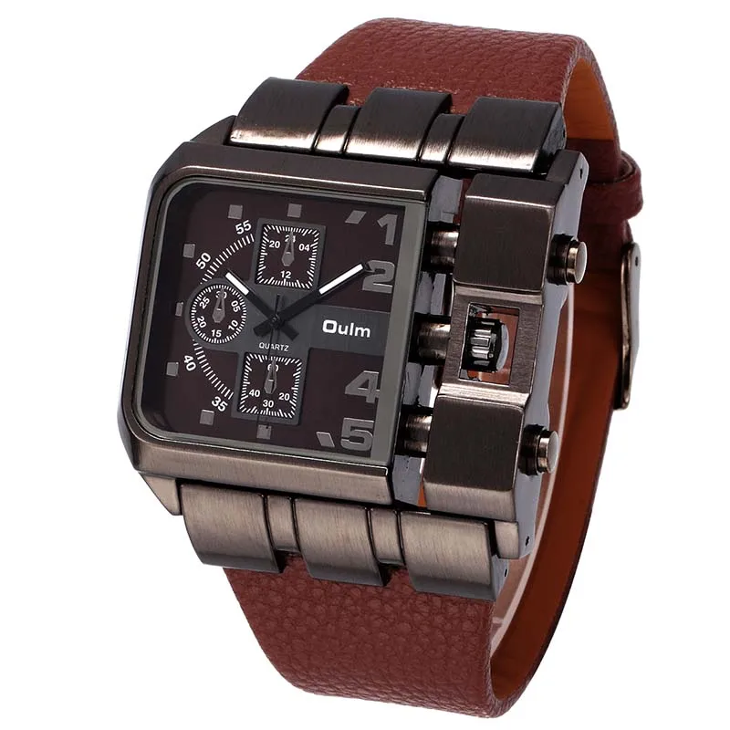 Роскошные Дизайнерские кварцевые часы Oulm Мужские наручные модные повседневные