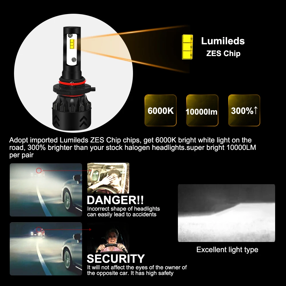 Roadsun Автомобильный свет светодиодный H4 H7 H11 H1 9005 9006 HB3 HB4 фар головного света с Lumi s