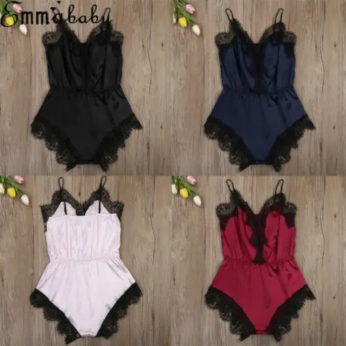 Womens Sexy-Lingerie Nightwear Babydoll Lace Sleepwear Bodysuit Dress Romper |