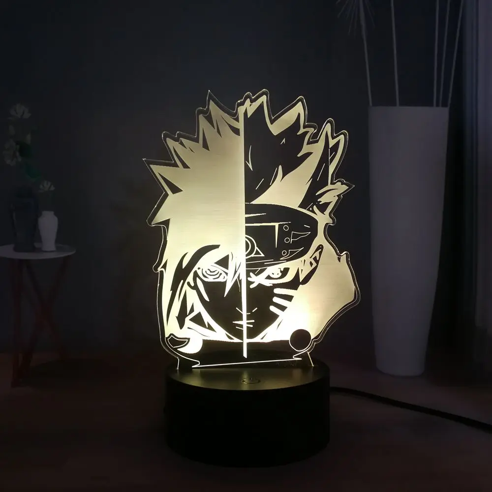 Наруто Uzumaki 3D иллюзия Лампа японского аниме USB переключатель разноцветный