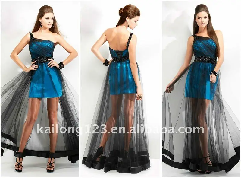 One-shoulder Under Skirt Tulle Overlay 