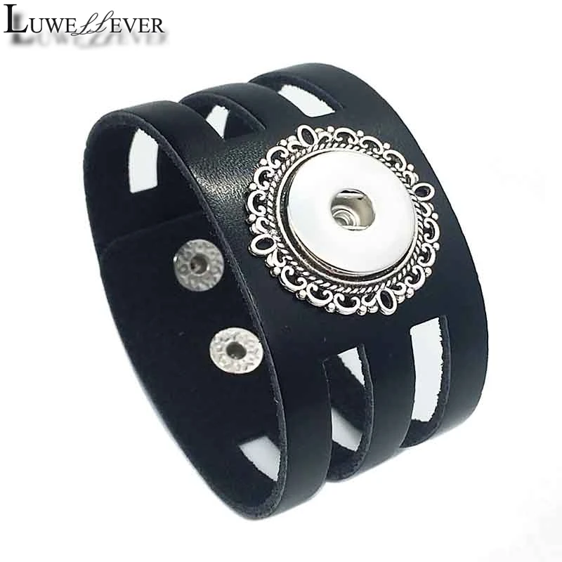 Модный черный браслет в стиле панк 072 сменный Браслет из натуральной кожи с