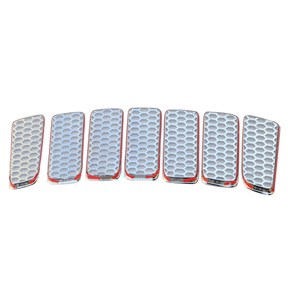 

BBQ@FUKA 7pcs Car Front Grille Mesh insert Trim Cover Decoration for Jeep Compass 2011-2016 Car Styling Sticker