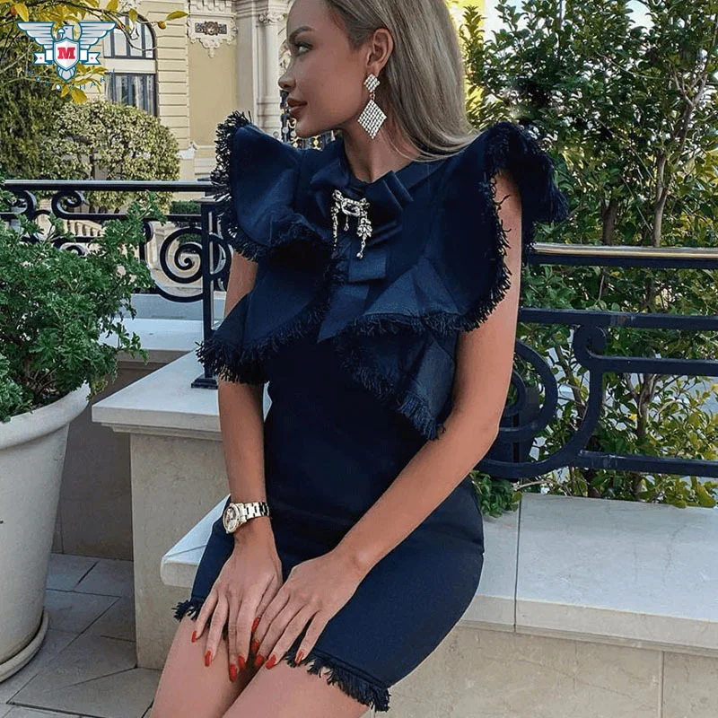 Женское облегающее платье Jurken Robe Femme клубное мини-платье с оборками новинка 2019 |