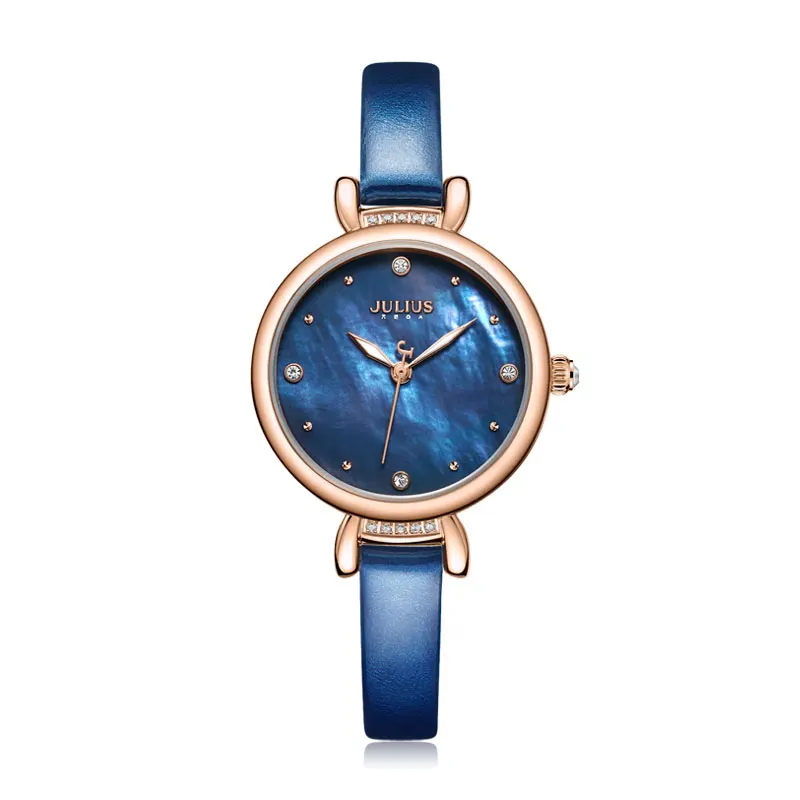 Julius watch Leather Band Watch Pearl Dial Luxury Gift Watch For Women Fashion Quartz Simplicity Ladies Daily Watch  JA-1087