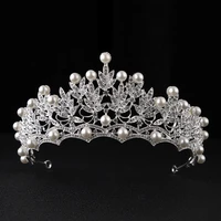 bridal wedding beauty pageant rhinetone crystal tiara crown pearls bride hair accessories headband hairbands big crowns
