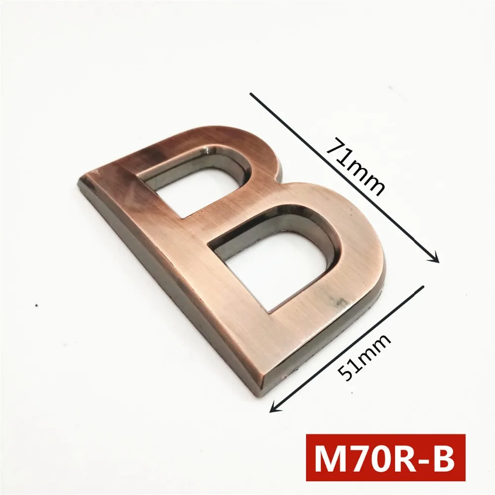 70 мм 0123456789ABC-Z современная красная медь табличка номер дома письмо двери отеля адрес стикер с цифрами табличка знак ABS пластик