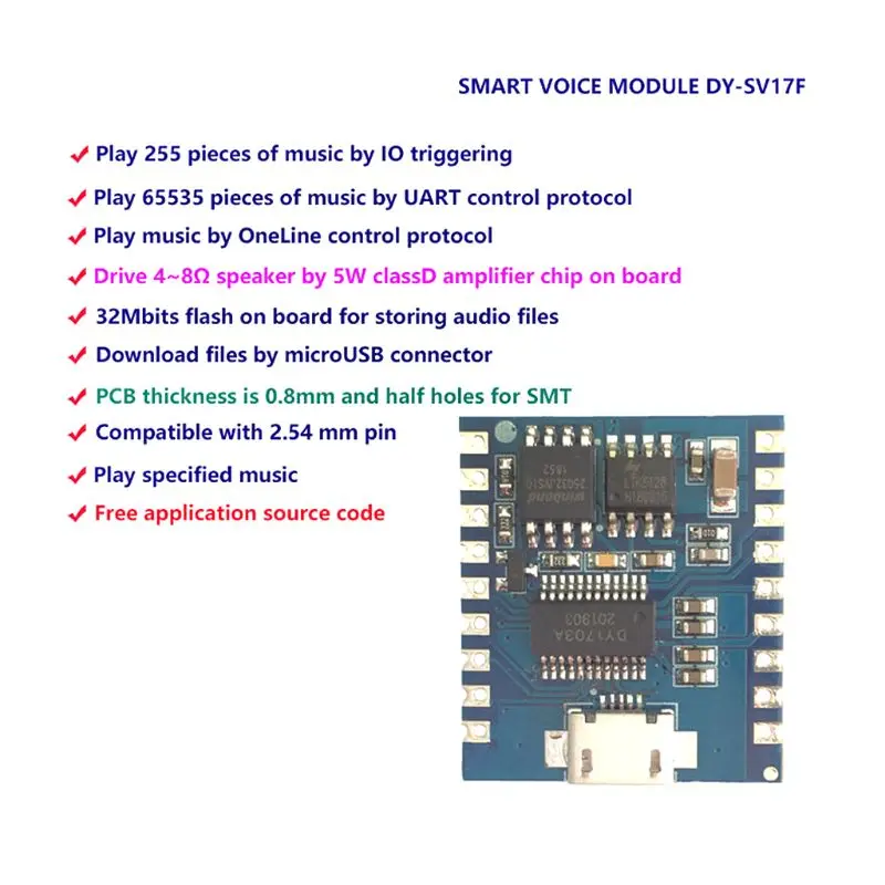 DY SV17F аудио модуль мини mp3 плеер IO Trigger USB скачать флэш голосовой модуль|Запчасти