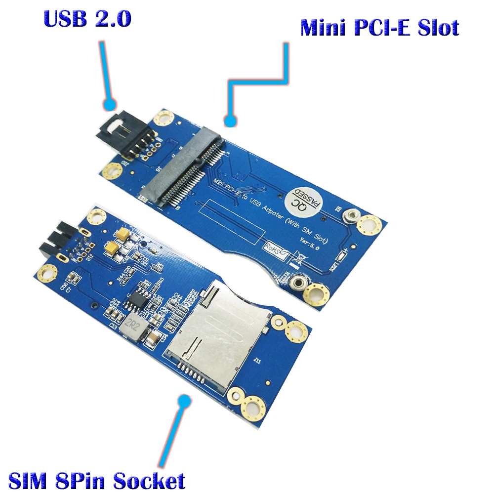 Беспроводной переходник Mini PCI-E PCI Express на USB слот для SIM-карты 9-контактный USB-кабель