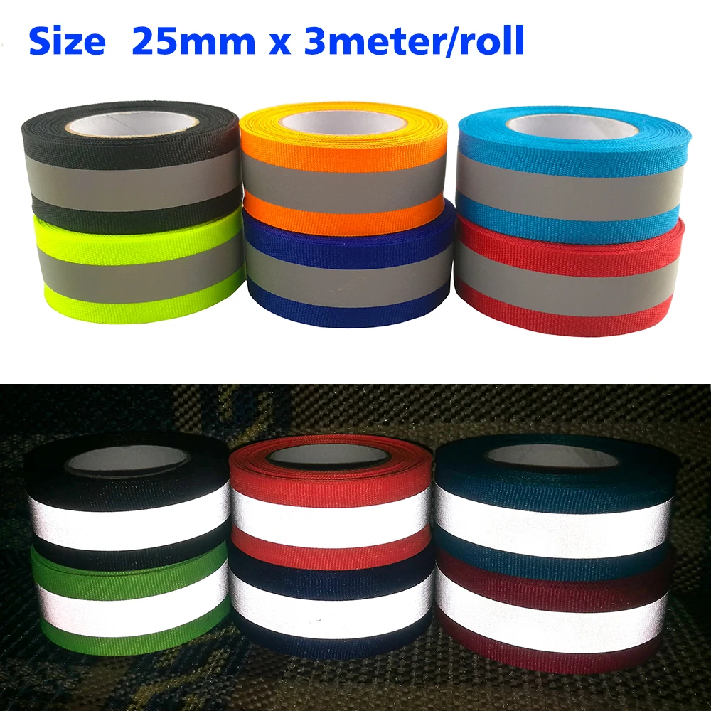 (3 meters/lot) Reflective Fabric Tape Highlight Webbing Ribbon 25mm*12mm(W) Sew On | Дом и сад