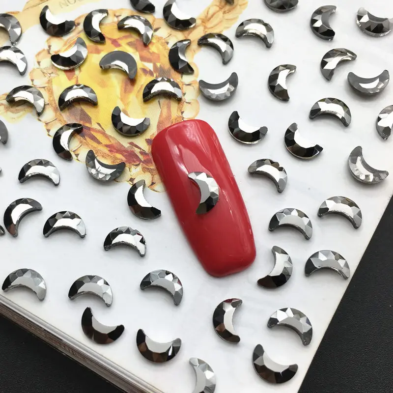 

Moon Ore black Jet Crystal Stones Flatback special-shaped Glass Nail Rhinestones For Nails Art 3D Decorations Accessory