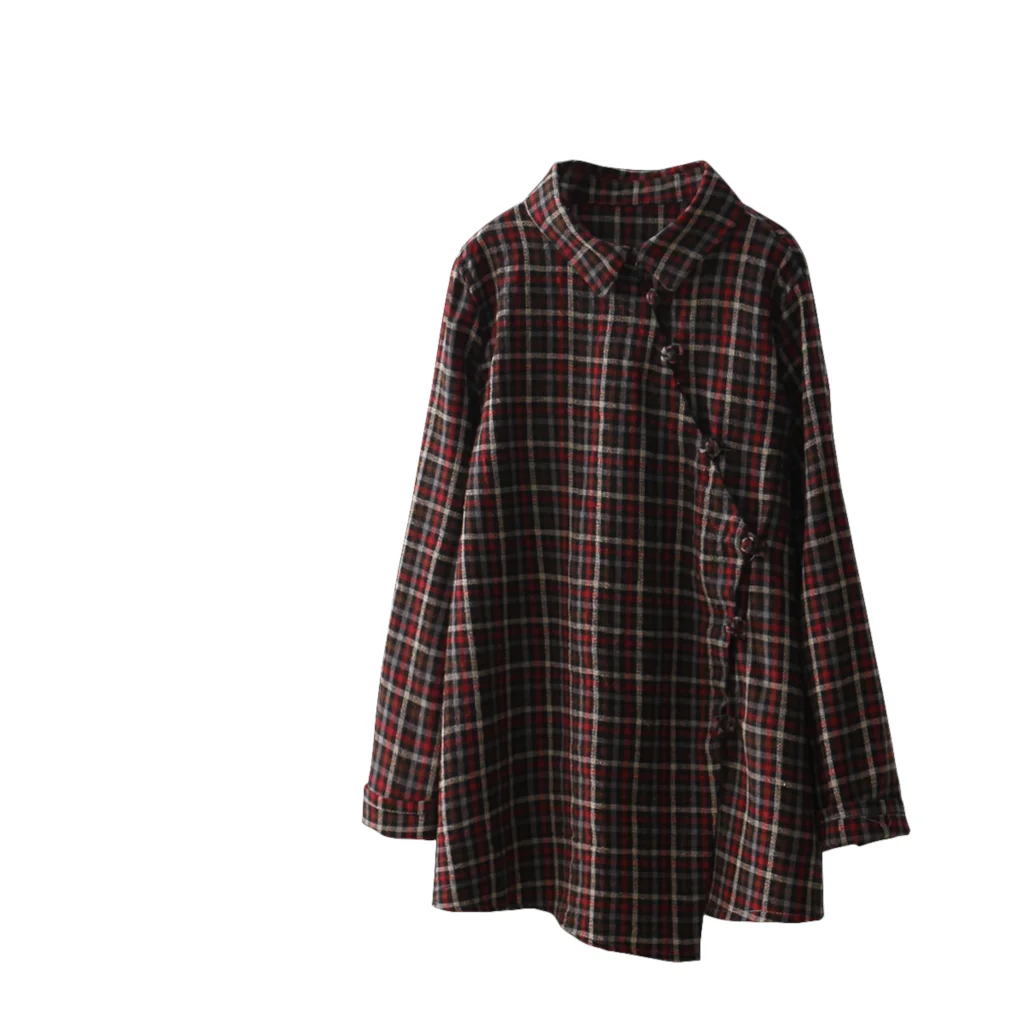 Vintage Mori Girl Plaid Tops 2019 Spring New Cotton Big Size Shirt Long Sleeve Female Korean Fashion Blouse YoYiKamomo |