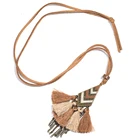 Женское кожаное ожерелье, длинная Геометрическая цепочка на свитер, массивное Ювелирное Украшение для женщин, 2020