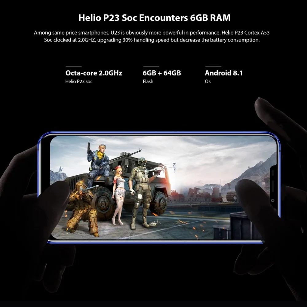 OUKITEL U23, 4G мобильный телефон, Android 8,1, 6 ГБ ОЗУ, 64 Гб ПЗУ, восьмиядерный смартфон MTK6763T, 6,18 дюйма, Беспроводная зарядка, для лица, ID, сотовый телефон
