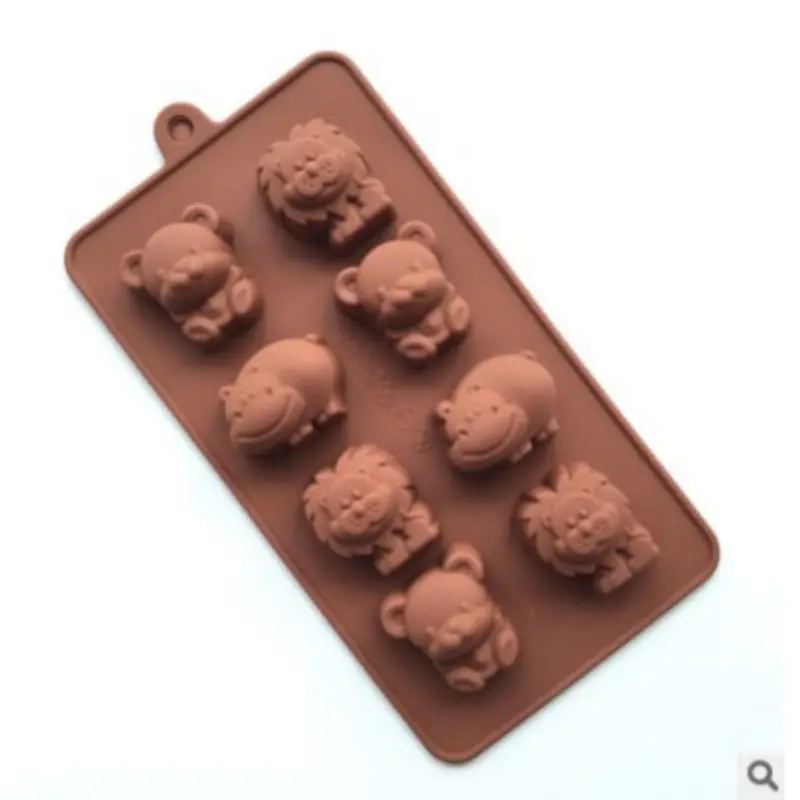 

Медведь Лев Бегемот силиконовые moldes de chocolate diy ручные инструменты Прекрасный мультфильм форма в виде животных