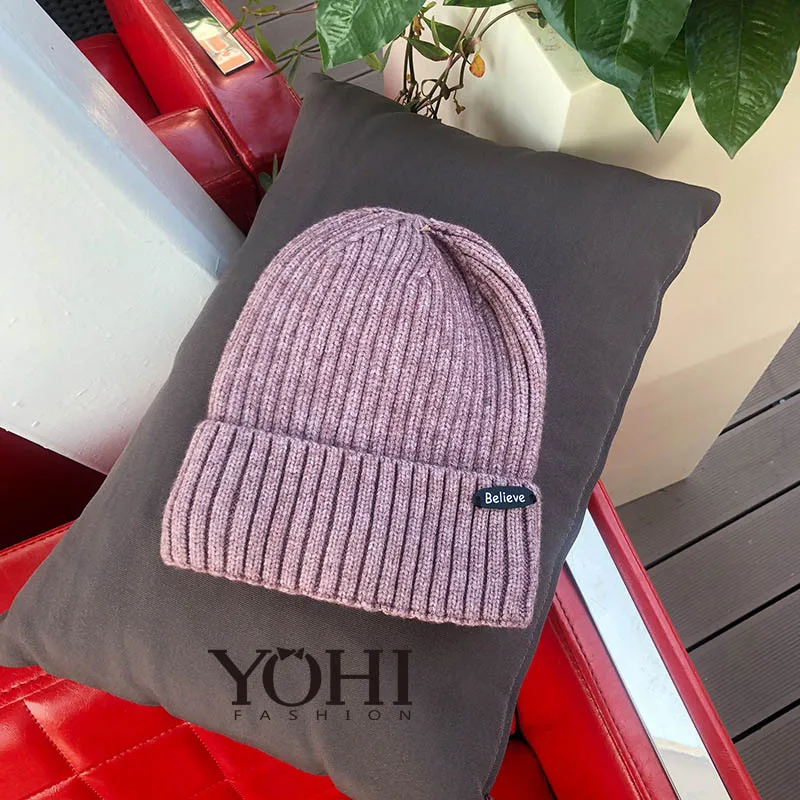 light pink Новая плотная простая зимняя мохеровая шапочка, вязаная Студенческая шапка, Мягкая вязаная шапочка, теплые шапки и кепки для девушек-подростков - Цвет: light pink