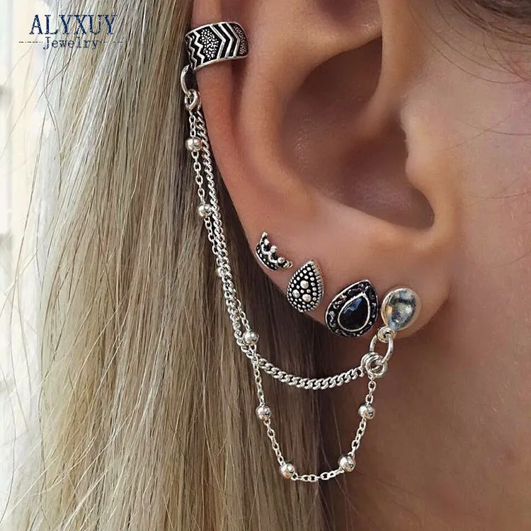 Античный серебряный комплект в стиле панк модный подарок для ювелирных изделий