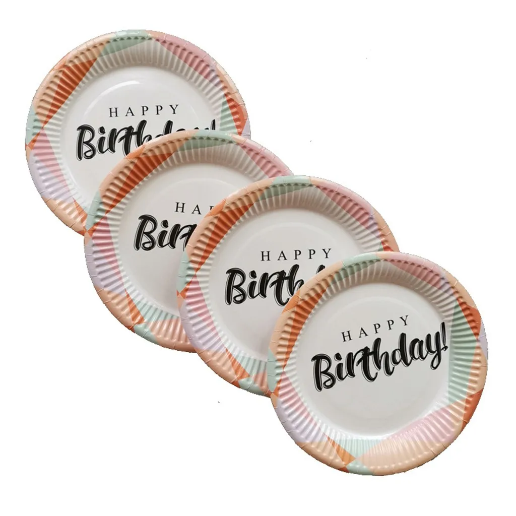 Disposable Party Tableware Happy Birthday 7 inch Paper Pallet birthday Festival Cake Tray 20Pcs A Set Dropshipping HX0625 | Дом и сад