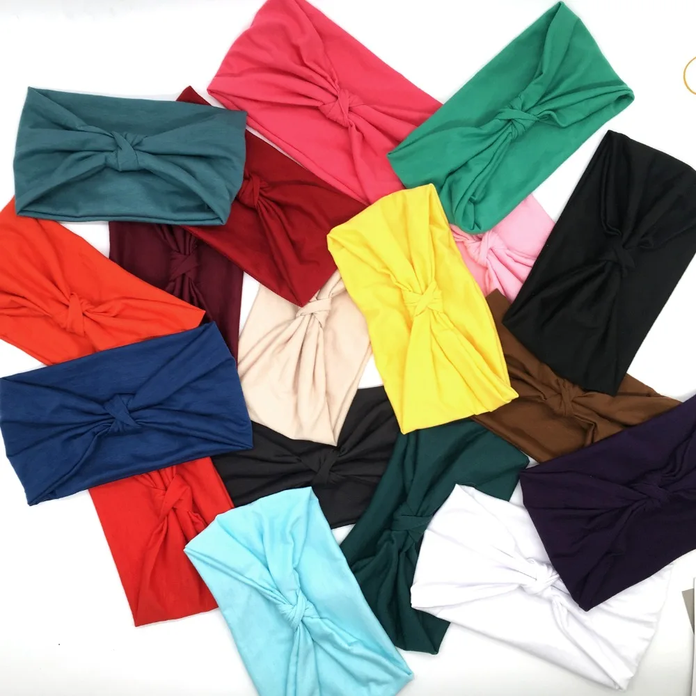 Широкими однотонными Отделка: пэтчворк Хлопок Спортивный повязка на голову для