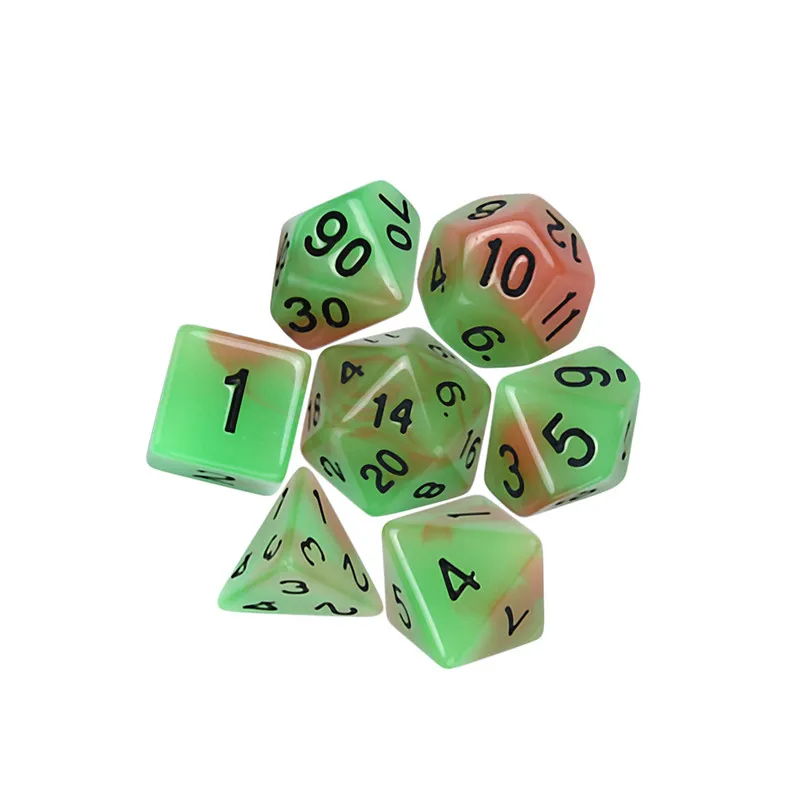 7 шт. кубики светящиеся TRPG игры многогранные D4-D20 многогранные Акриловые Игральные Кости Развлекательное Оборудование#2O24