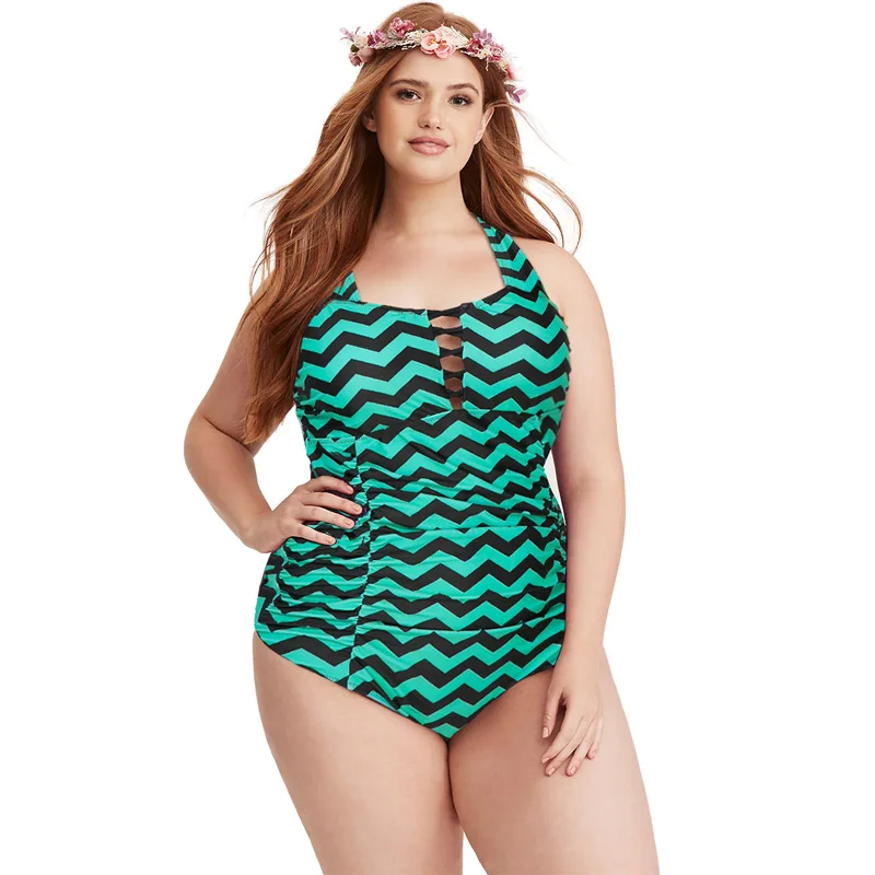 2018 новейший плюс размер цельный купальник пуш ап полосатые винтажные сплошные