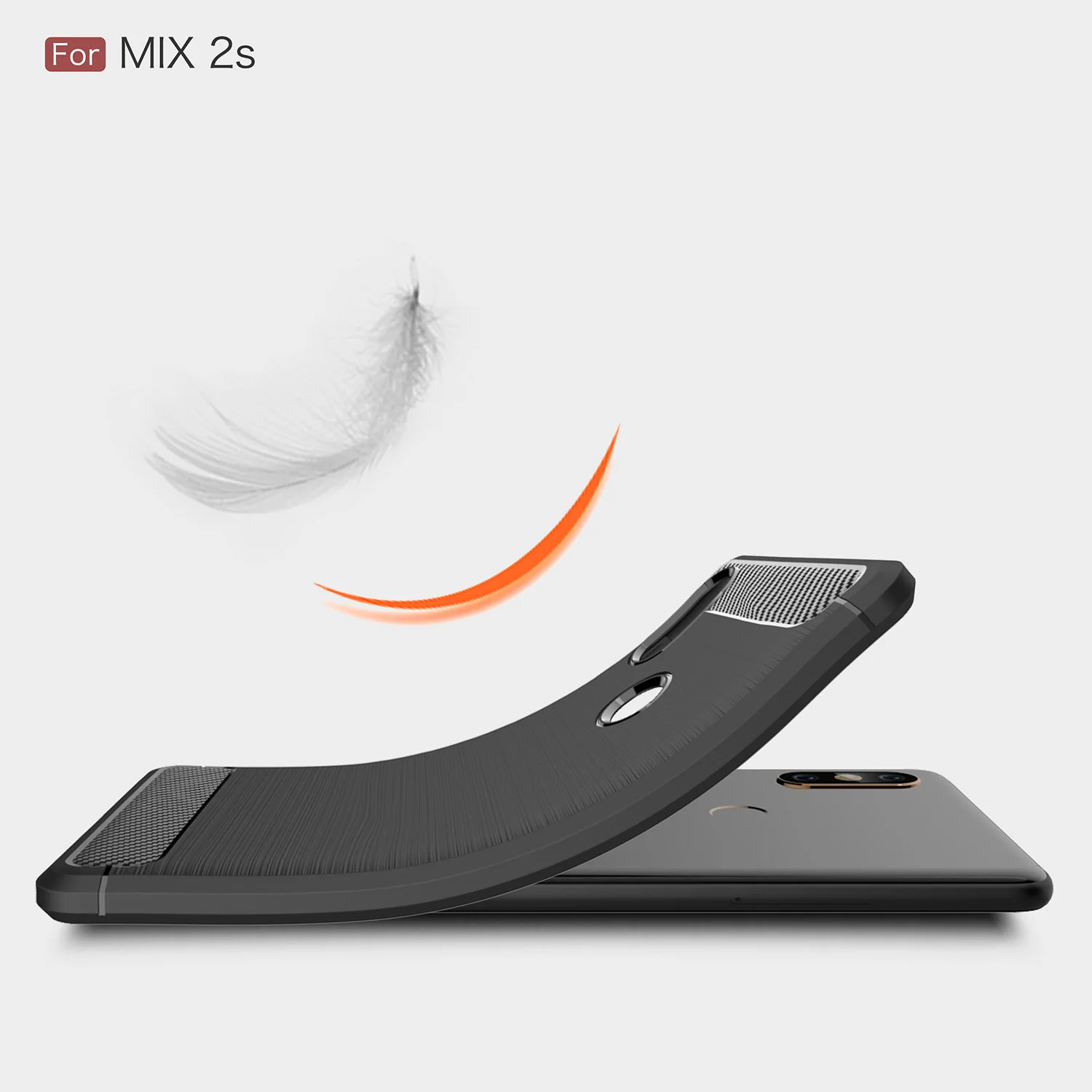 Углеродного волокна чехол для Xiaomi Mix2S Мода ультра тонкий мягкий силиконовый гель