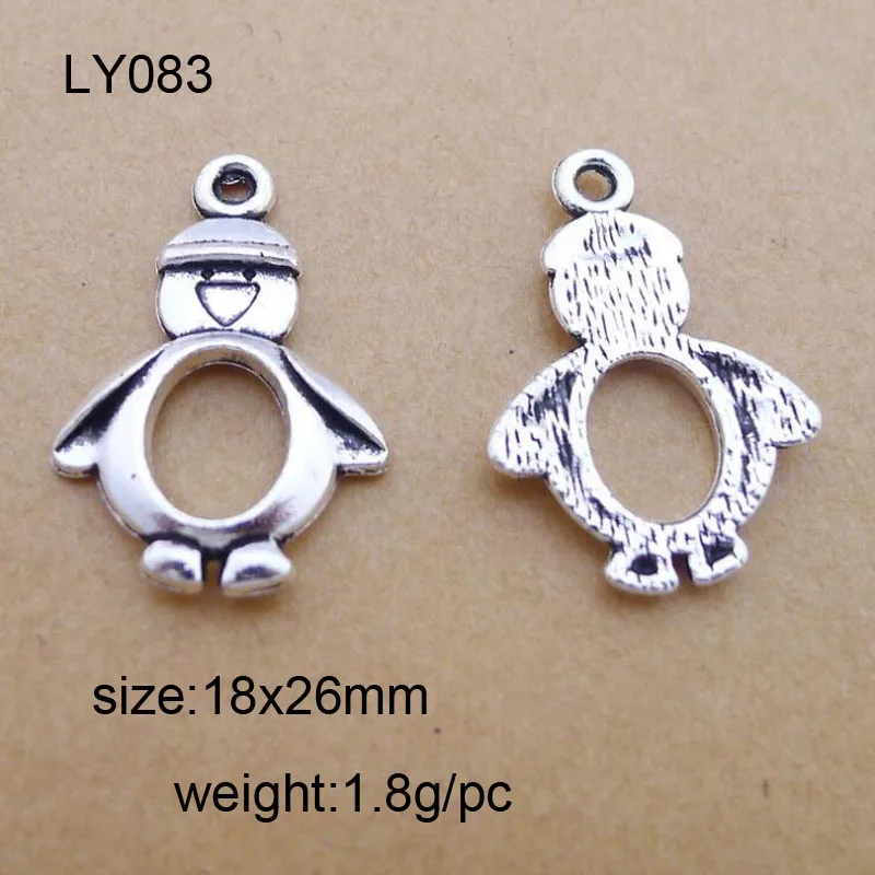 

25 шт антикварные серебряные Qute пингвины Подвески ручной работы подвески ювелирные изделия 18x26мм