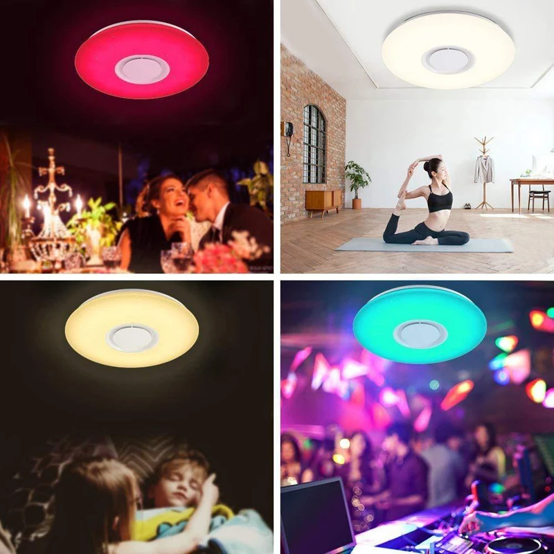 

LED Ceiling Light Multi Color and Dimmable with Bluetooth APP and Sound Speaker for Living Room, Bedroom, Room