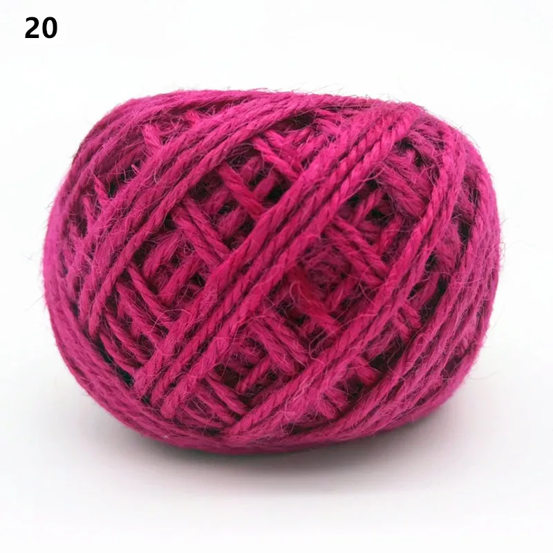 20 Rose red Пеньковая веревка 50 м диаметр 2 мм многоцветная пеньковая веревка DIY аксессуары для рук в стиле ретро цветная подарочная упаковочная веревка - Цвет: 20 Rose red
