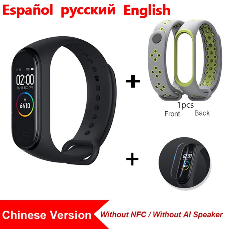 gray-green strap CN2 Xiaomi Mi Band 4 Смарт-браслет Фитнес-сердечный ритм 135 мАч Цветной экран Bluetooth 5.0 Водонепроницаемый смарт-браслет Смарт-часы - Цвет: gray-green strap CN2