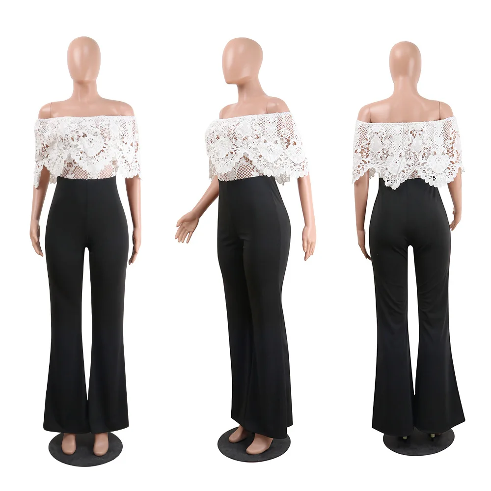 Body Polyester Vadim Women Special Offer Real Catsuit 2019 Summer Women's Clothing Lace One-piece Collar Jumpsuit Dames Zomer | Женская