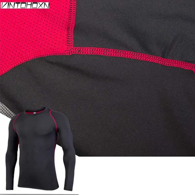 Мужской Топ для тренировок тренажерного зала фитнеса длинная футболка