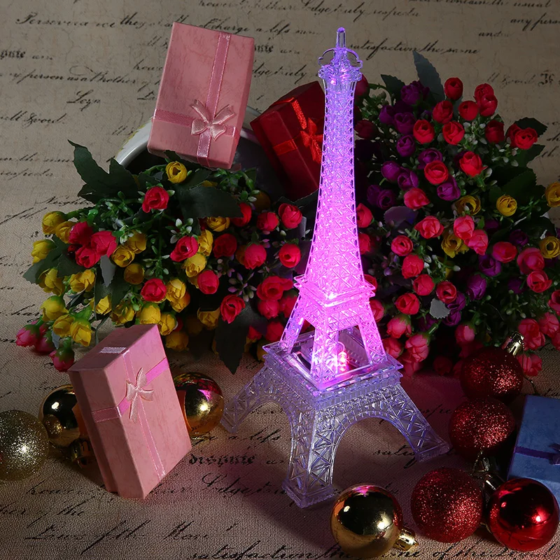 2018 RGB красочное украшение Эйфелева башня переключатель светодиодный ночник 3D