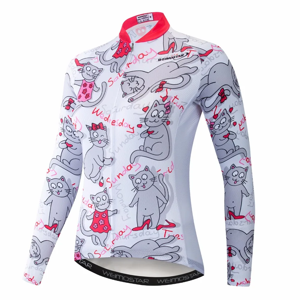 

2019 Cycling jersey Women's Bike jersey Long sleeve MTB Top Maillot Road Mountain sports shirts racing blouse White female wear