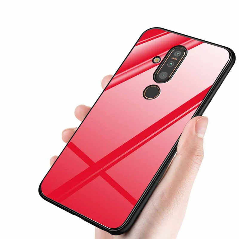 Чехол для Nokia X71 wolf lady Жесткий из закаленного стекла в силиконовой оправе X 71 2019 6 39