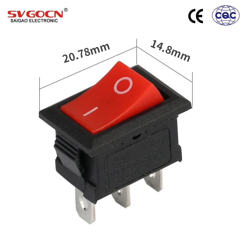 3 штифта 6A/250VAC 10А/125VAC SPDT кулисный переключатель лодки 2 положения файла ВКЛ ВЫКЛ