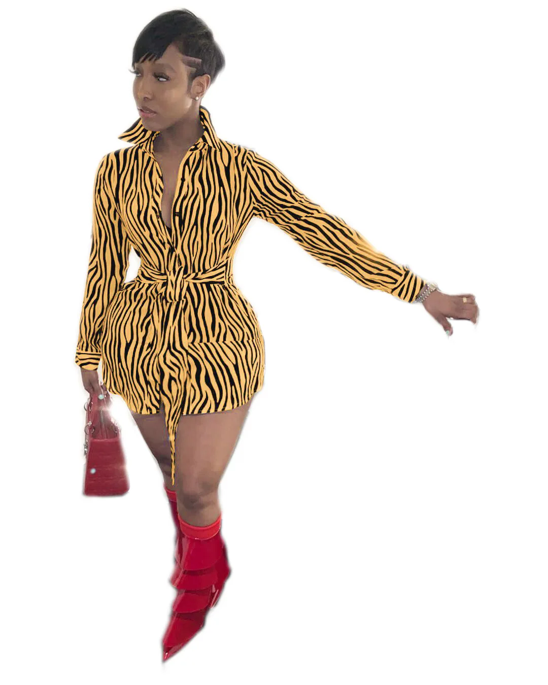 Spring and summer 2019 hot new style fashionable African Black white striped shirt dress with irregul | Тематическая одежда и