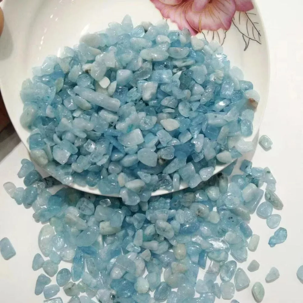 100 г Натуральный аквамарин Кристальный гравий тонущий камень для декора REIKI HEALING |