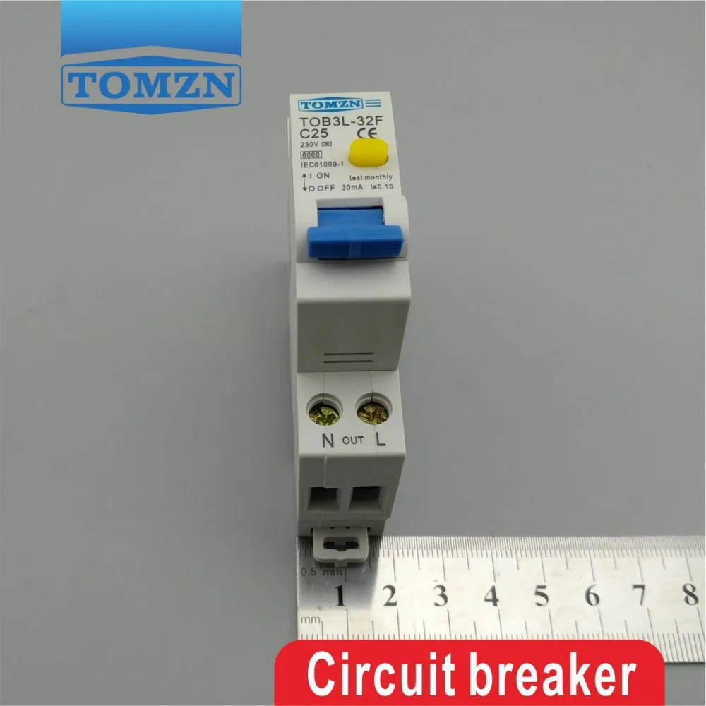 TOB3L 32F 18 мм RCBO 25A 1P + N 6KA автоматический выключатель остаточного тока с защитой от