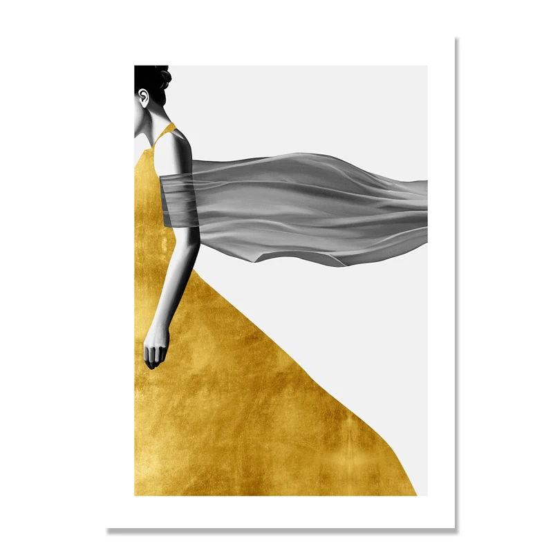 Nordic Style Abstract Gold Yellow Poster Wall Picture Print Art Canvas Painting Modern Home Cuadros Decoration Salon Unframed | Дом и сад